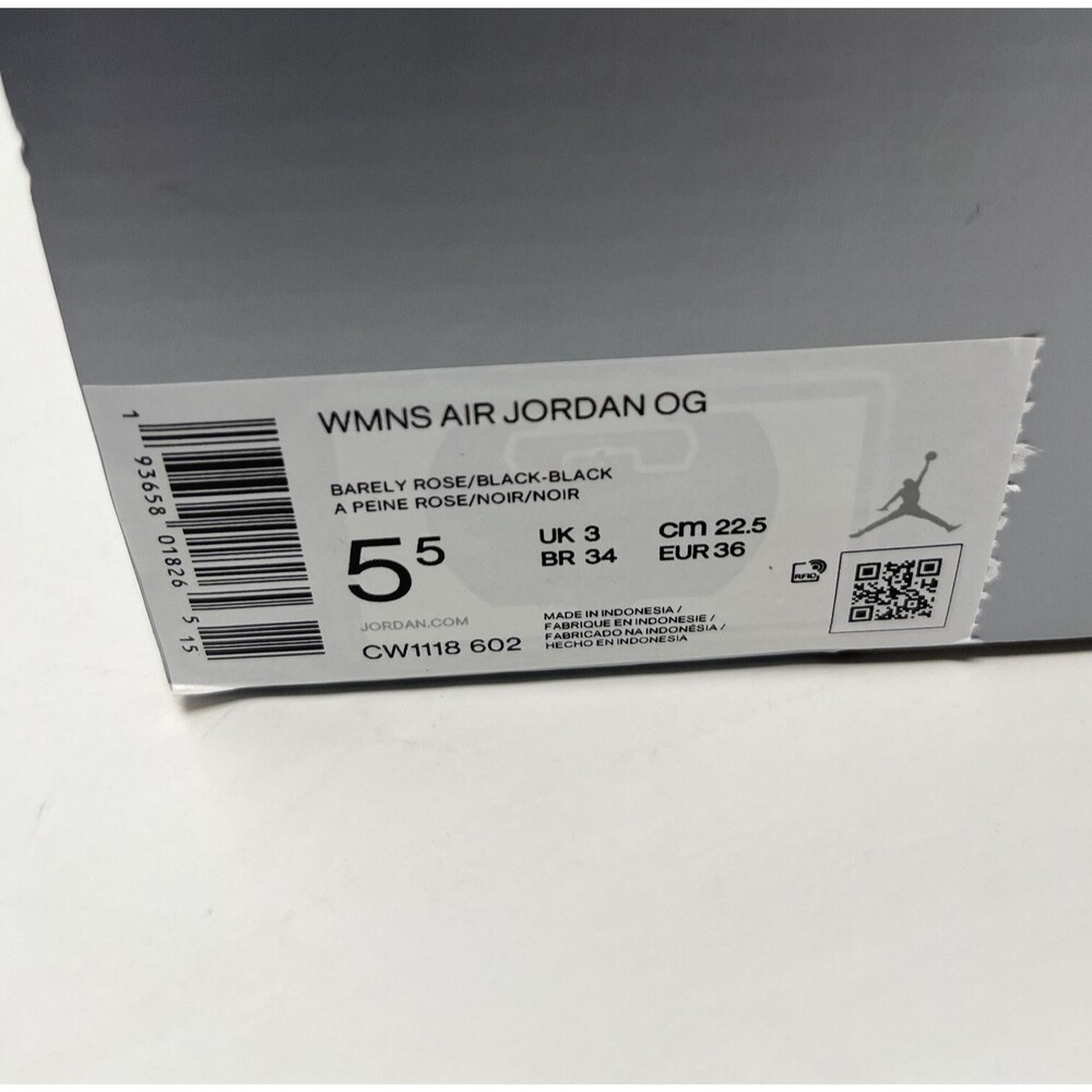 Jordan Air OG Womens Shoes Barely Rose/Black-Black | Size 5.5 Women’s - Picture 6 of 6
